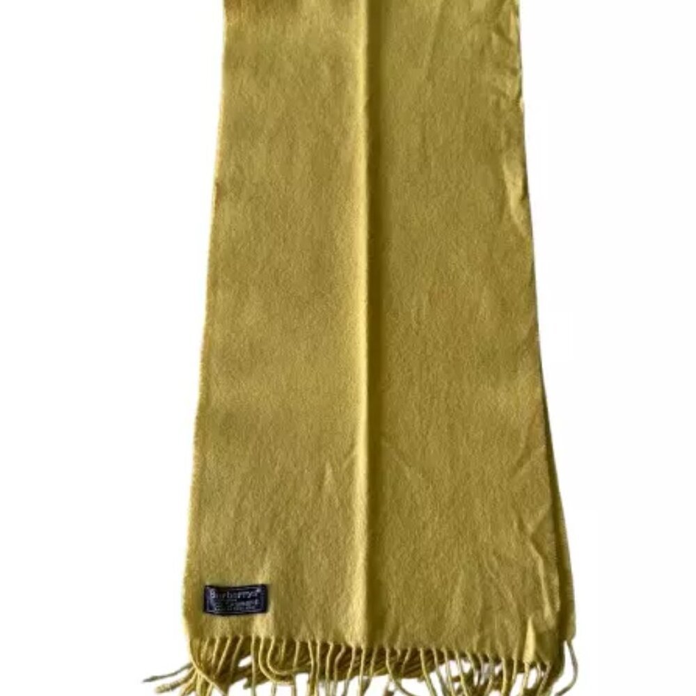 Burberrys Authentic Scarf Yellow 100% Cashmere Unisex Scarf Made In England - Picture 2 of 7